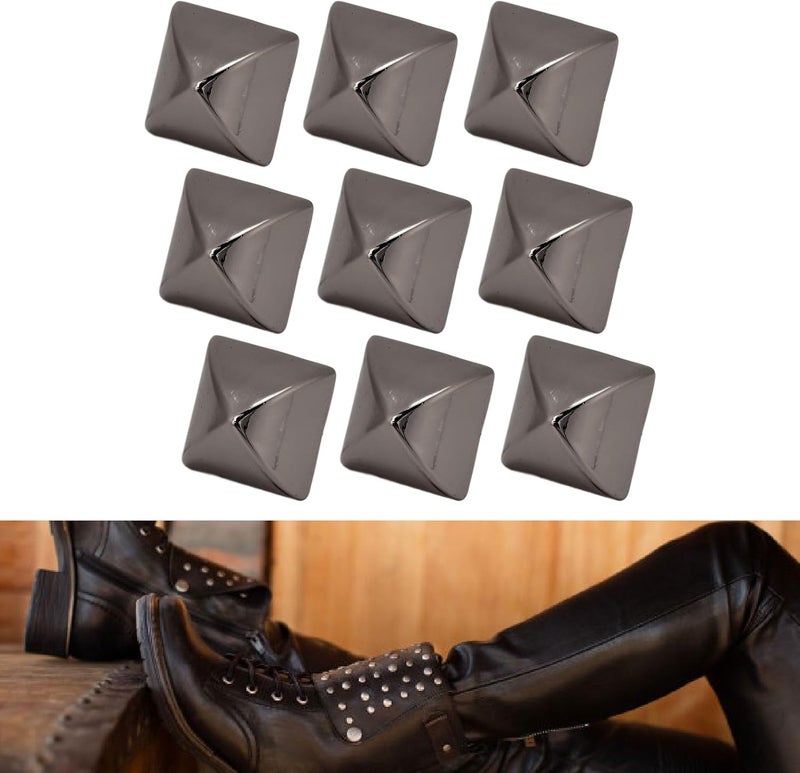 Fockety 20Pcs 12mm Pyramid Studs, Four Jaw Pyramid Rivets, Rivets, Pyramid Rapid Rivet Studs, Punk Spikes Spots Studs for Clothing, Bag, Leather, Shoes, Jewelry, Craft (Silver Black) - Image 5